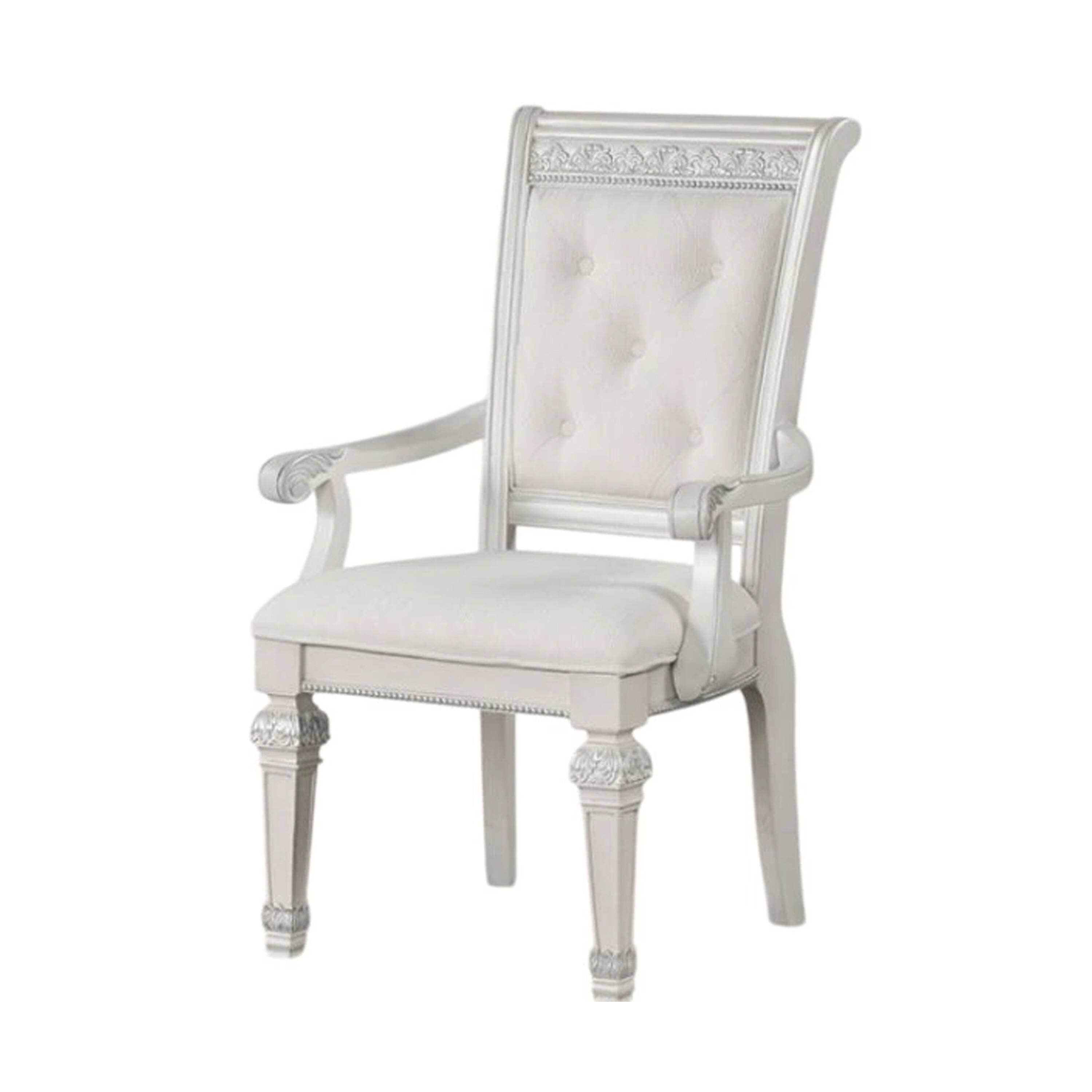Alt View 1. Manhattan Lane - Miamy Dining Armchair Set of 2, Solid Wood - Ivory.