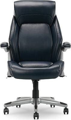 La-Z-Boy - Meyer Ergonomic Bonded Leather Swivel Executive Chair, (60082-NVY) - Navy