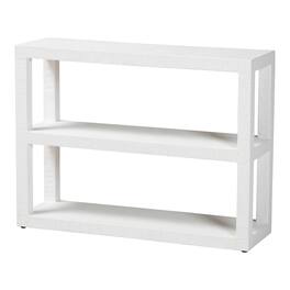 bali & pari - Oaklynn Natural Grasscloth Bookshelf - Two-Tier Display Piece with Open Frame, Modern Coastal Accent Shelving - White