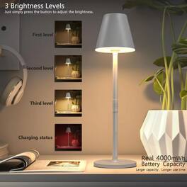 Luckbyte - 4-Pack Rechargeable LED Desk Lamps,3-Level Dimmable Touch Lamps for Bedroom Dining Room Office - White