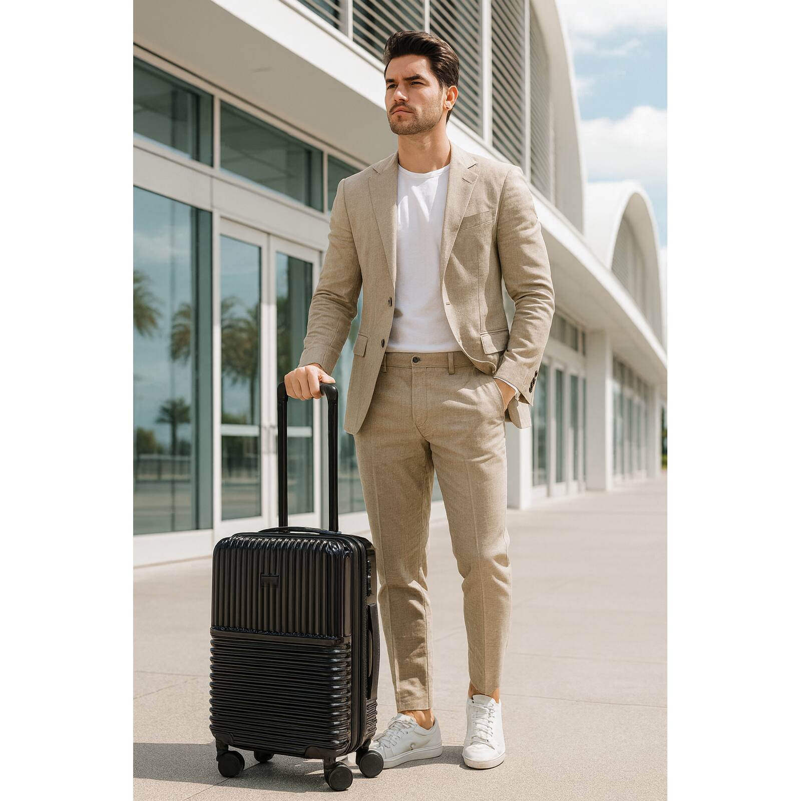 Angle. World Traveler - Tonal 20" Lightweight Polycarbonate Expandable Carry-On Spinner Luggage with TSA Lock - Onyx.