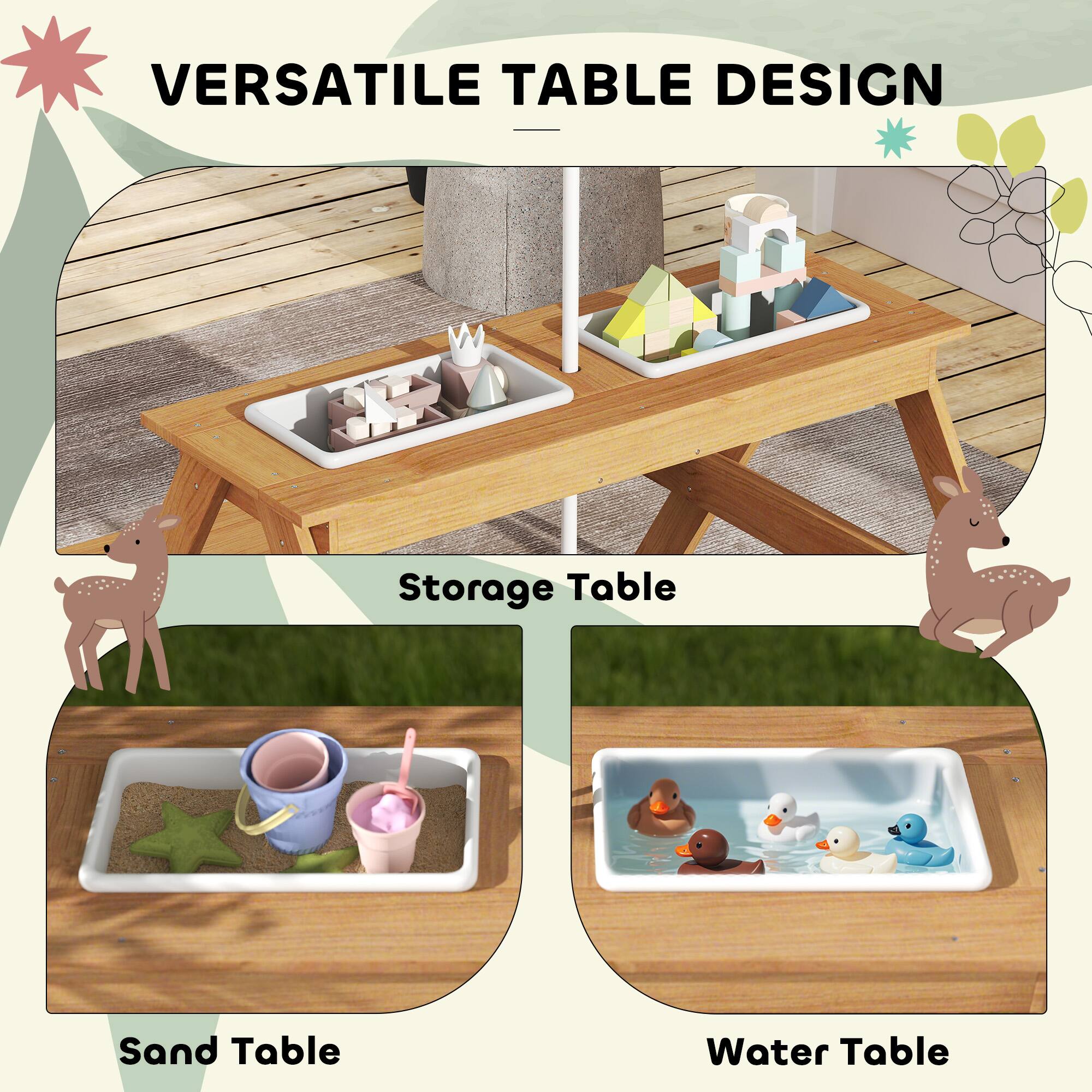 VERSATILE TABLE DESIGN

- Storage Table
- Sand Table
- Water Table