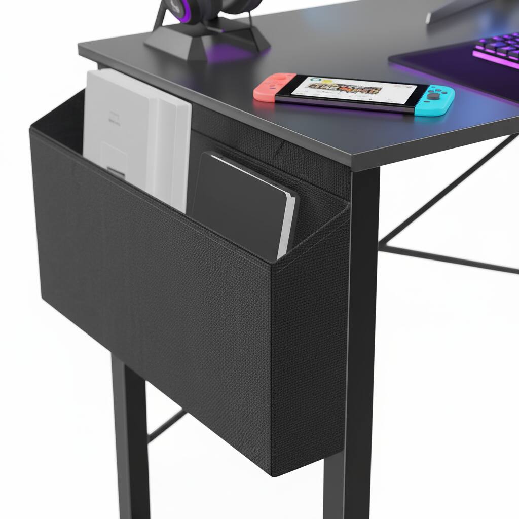 Left. AOITUN - 50 Inch L-Shaped Home Office Desk, Corner Computer Desk for Gaming PC with Storage for Daily Use - Black.