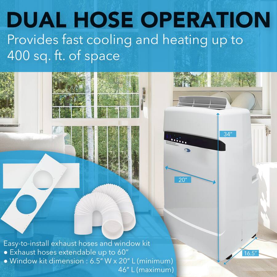 Whynter ARC 12SDH 12,000 BTU (6,884 BTU SACC) Dual Hose Cooling