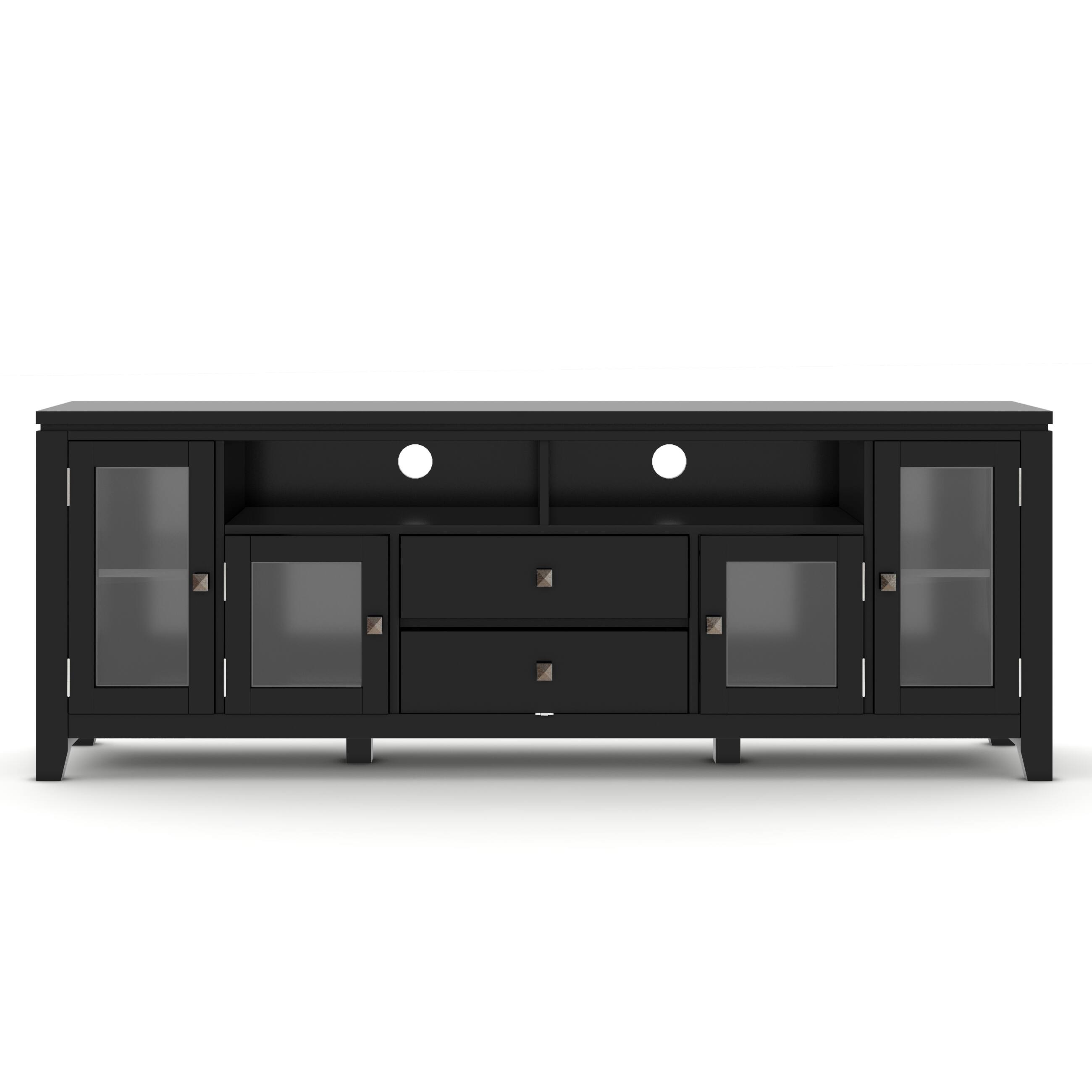 Alt View 7. Simpli Home - Cosmopolitan SOLID WOOD 72 inch Wide TV Media Stand in Black For TVs up to 80 inches - Black.