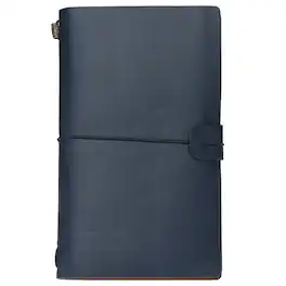 Unique Bargains - 1pc Vintage Retro PU Leather Notebook, Refillable Travel Journal Notebook for Diary Planner, Compact - Dark Blue