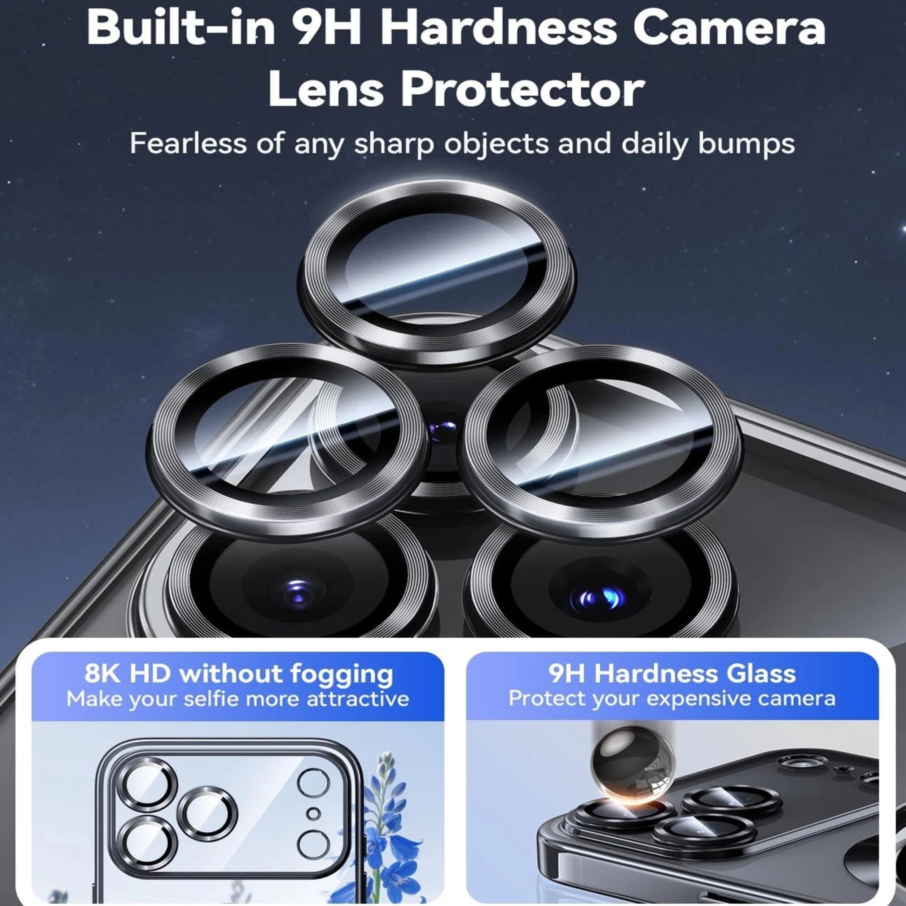 Built-in 9H Hardness Camera Lens Protector  
Fearless of any sharp objects and daily bumps  

8K HD without fogging  
Make your selfie more attractive  

9H Hardness Glass  
Protect your expensive camera