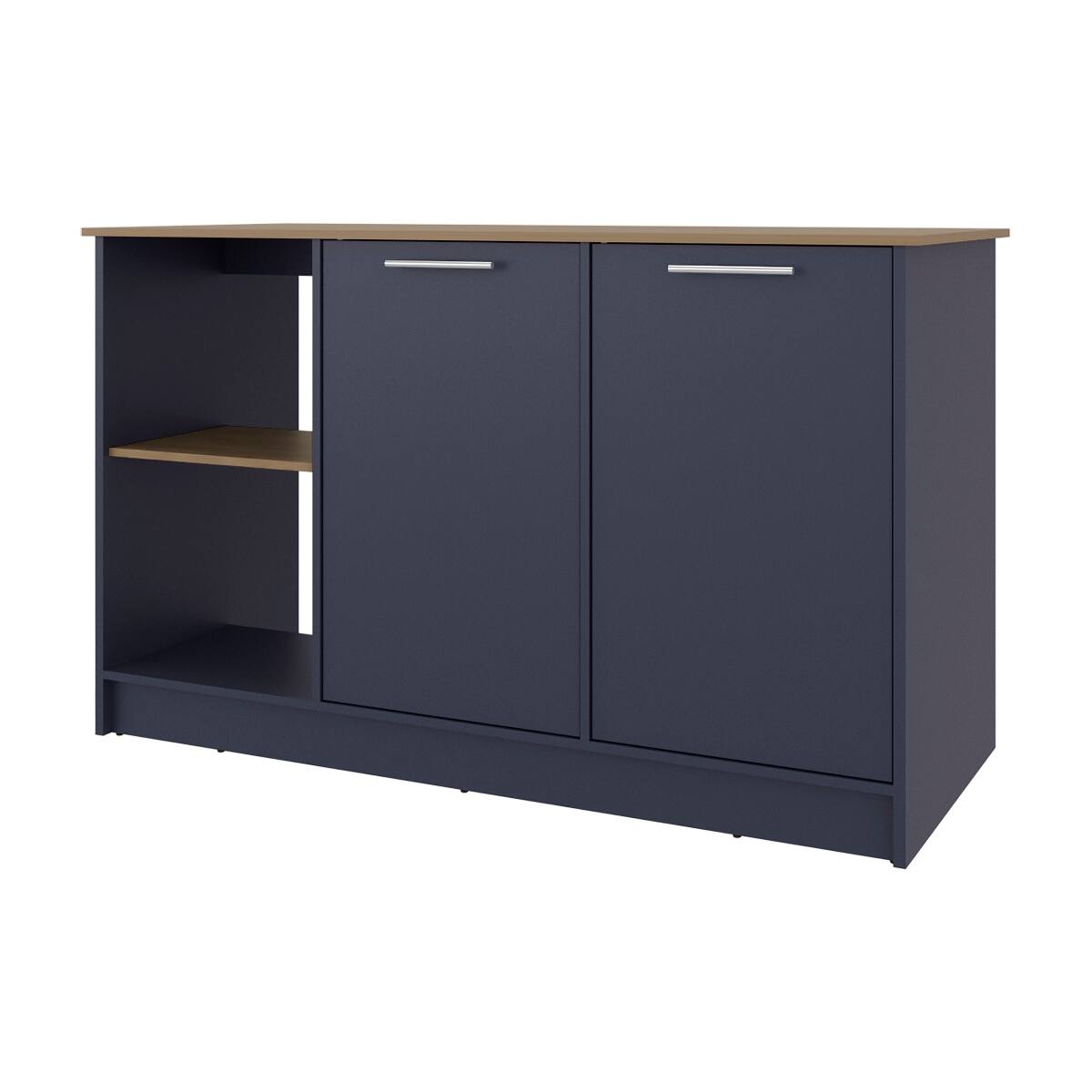 Alt View 2. Loheer - Loheer Multicolor Kitchen Island with Storage Cabinet and Open Shelves - Multicolor.