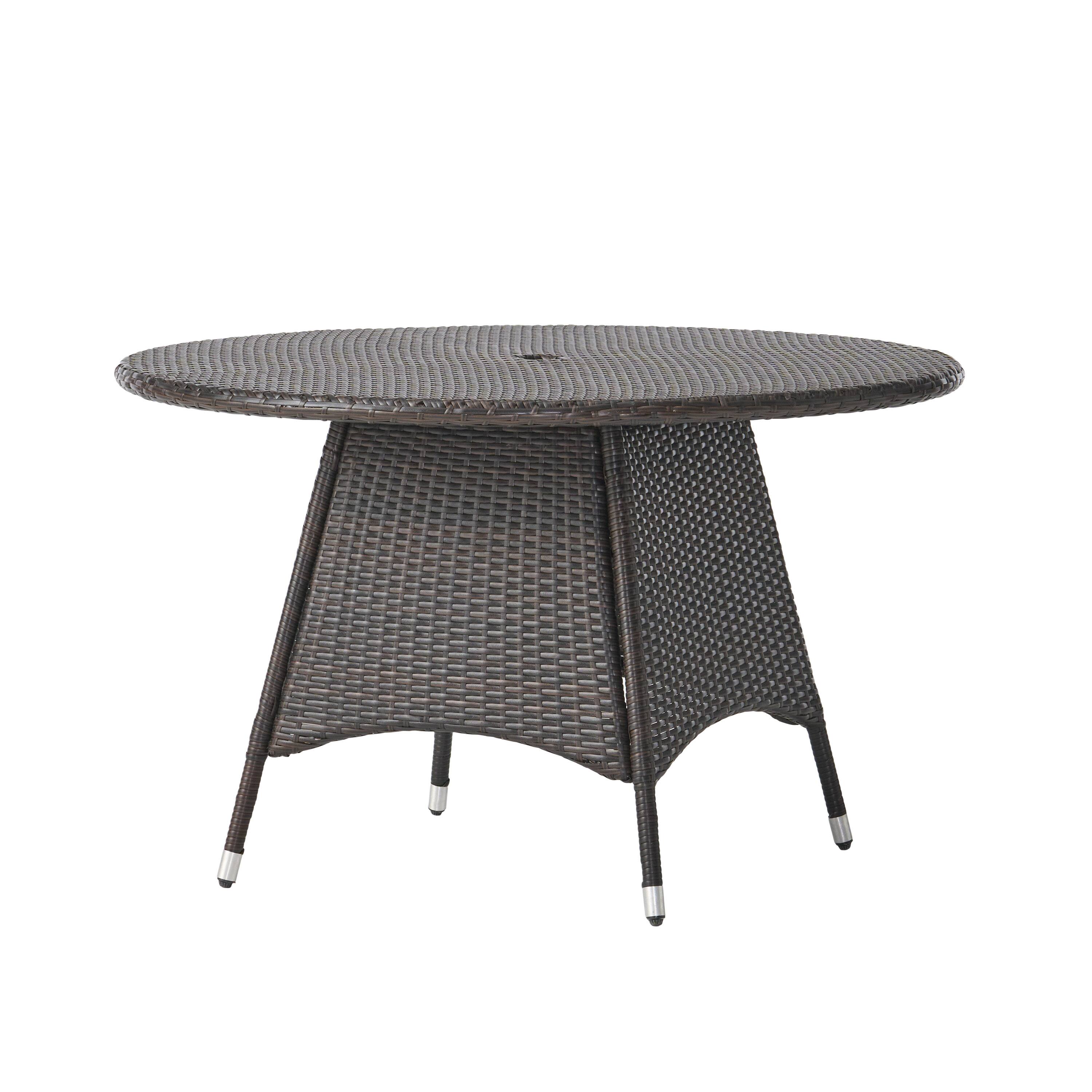 Back. APRILSOUL - Round Brown Wicker Dining Table Weather Resistant Outdoor Patio Steel Frame - Brown.