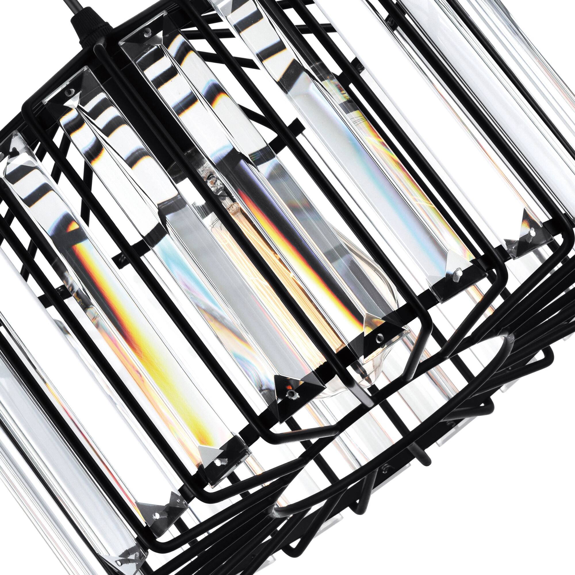 Alt View 1. CWI Lighting - Alethia 1 Light Drum Shade Pendant With Black Finish - Black.
