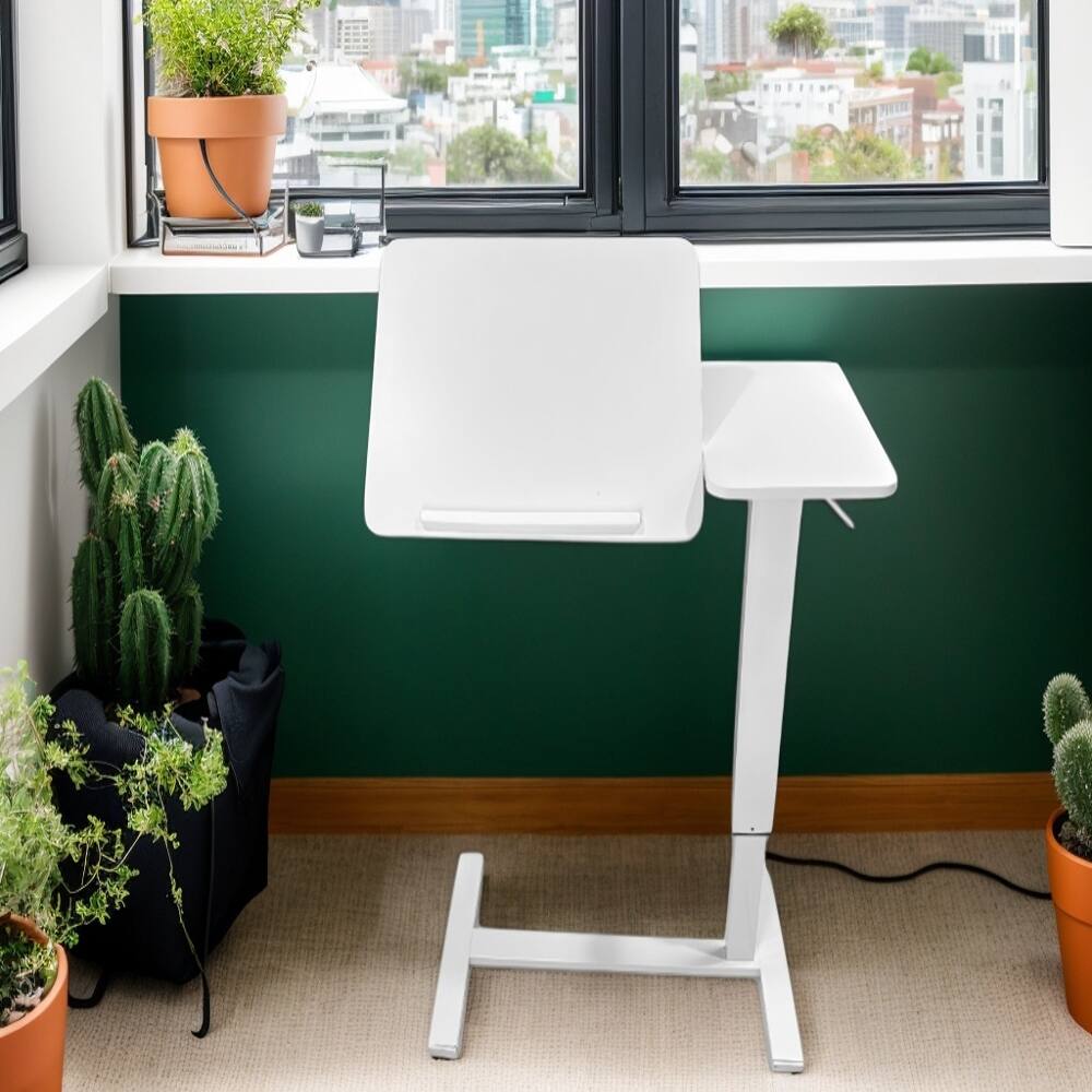 Alt View 8. Loheer - Loheer Overbed Desk Mobile Laptop Stand Adjustable Tray Table White - White.