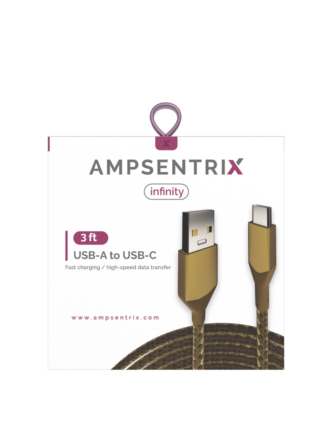 AMPSENTRIX infinity  
3 ft USB-A to USB-C  
Fast charging / high-speed data transfer  
www.ampsentrix.com