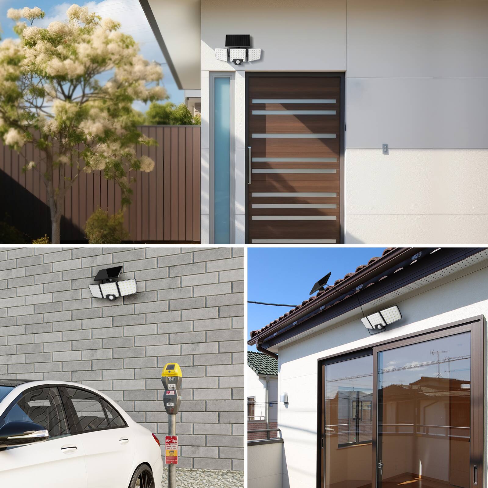 Alt View 6. Lepro - 1000LM Solar Motion Sensor Light Outdoor, 6500K Daylight, Separate Solar Panel, 2 Modes, Remote Control, IP65 Waterproof - Black.