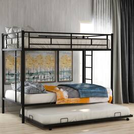 GOODSILO - Twin over Twin Bunk Bed with Trundle - Black