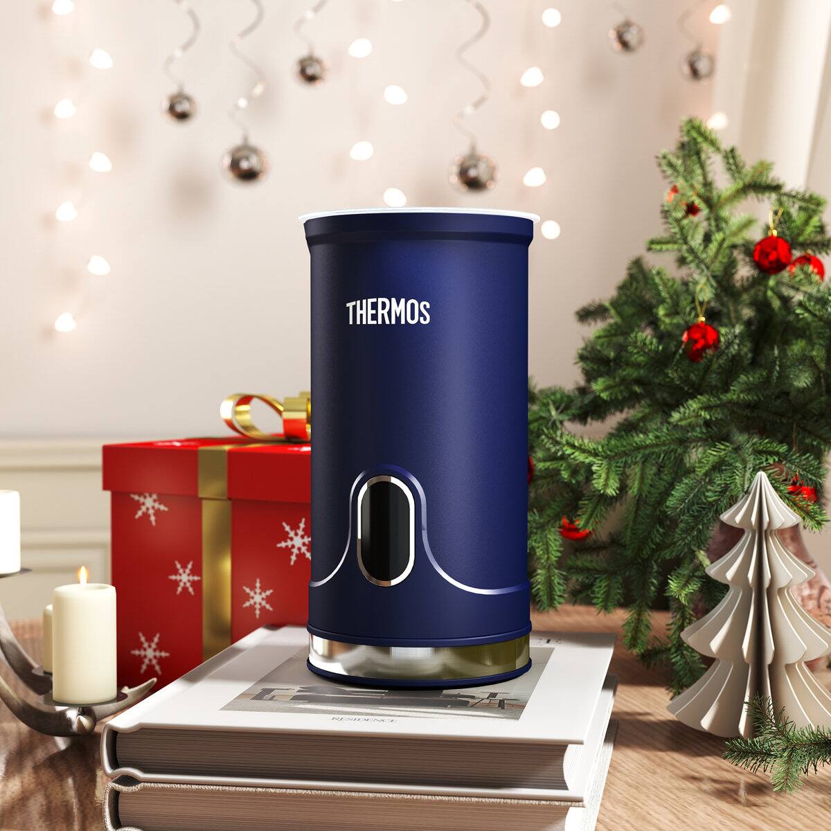 Alt View 6. Thermos - 4-in-1 Multifunctional Milk Frother Automatic Hot & Cold Soft Foam Maker Electric Steamer Ehai-5612e - Blue.
