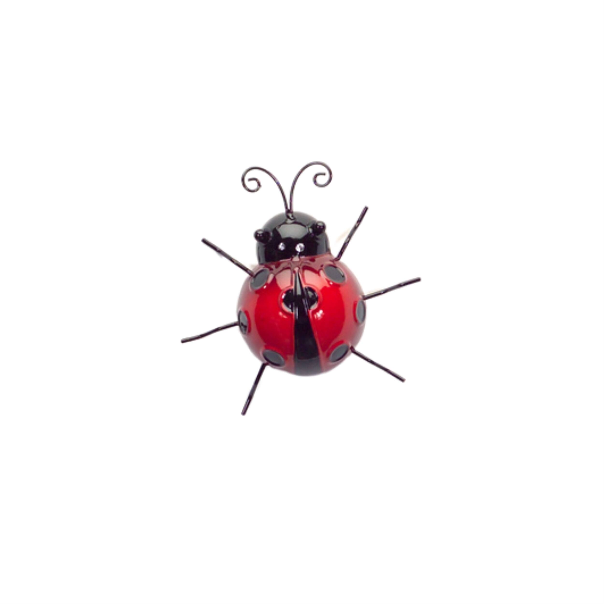 Alt View 4. BreeBe - Metal Lady Bug Garden Decor (Set of 6) - Red, Black.
