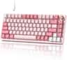 Womier - VK75 Wired Gaming Keyboard with Multimedia Control Knob, 75% Creamy Mechanical Keyboard - Pink