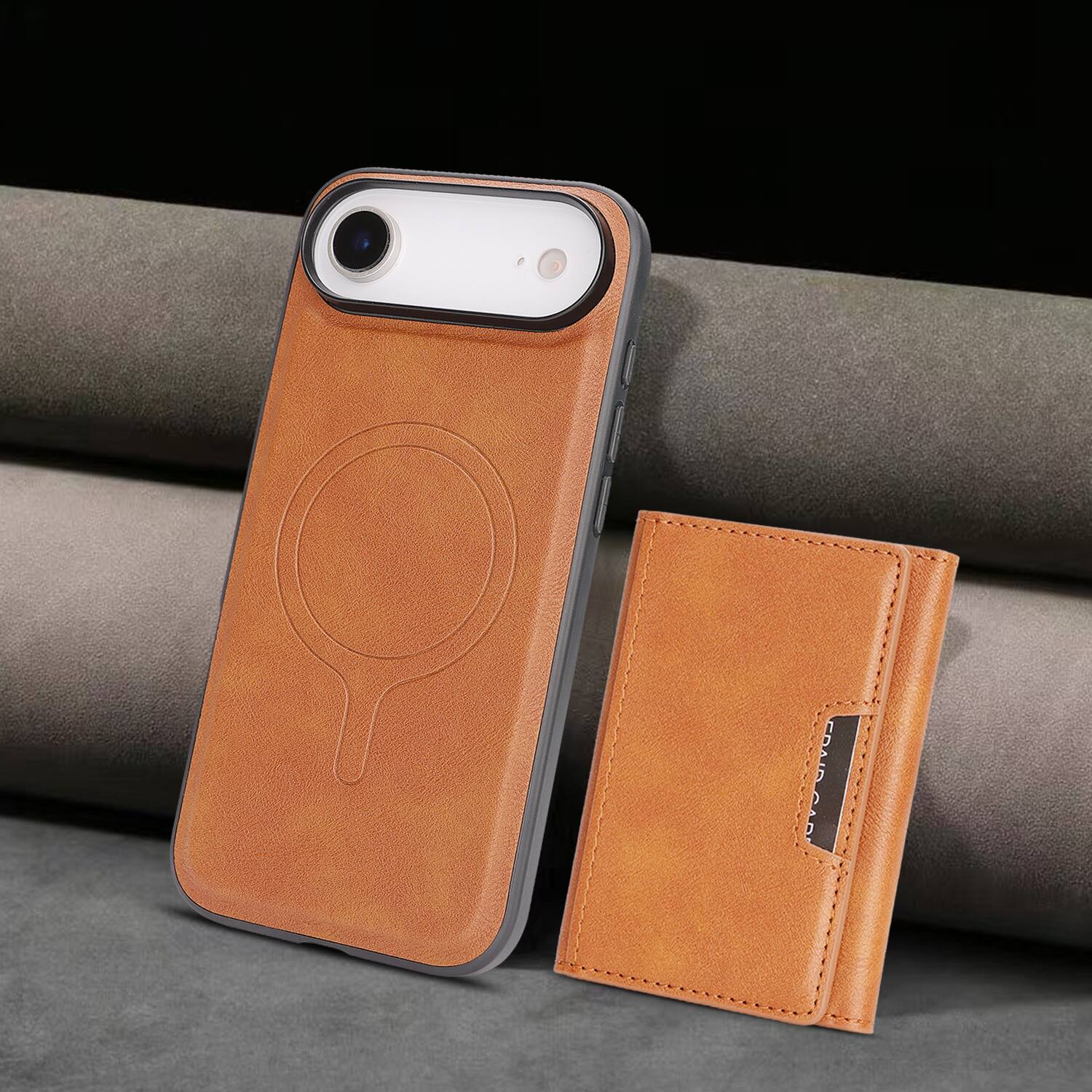 Alt View 3. Dteck - 2-in-1 Magnetic Wallet Case for Apple iPhone Air, Shockproof PU Leather Cover with Detachable 7-Card Holder - Brown.