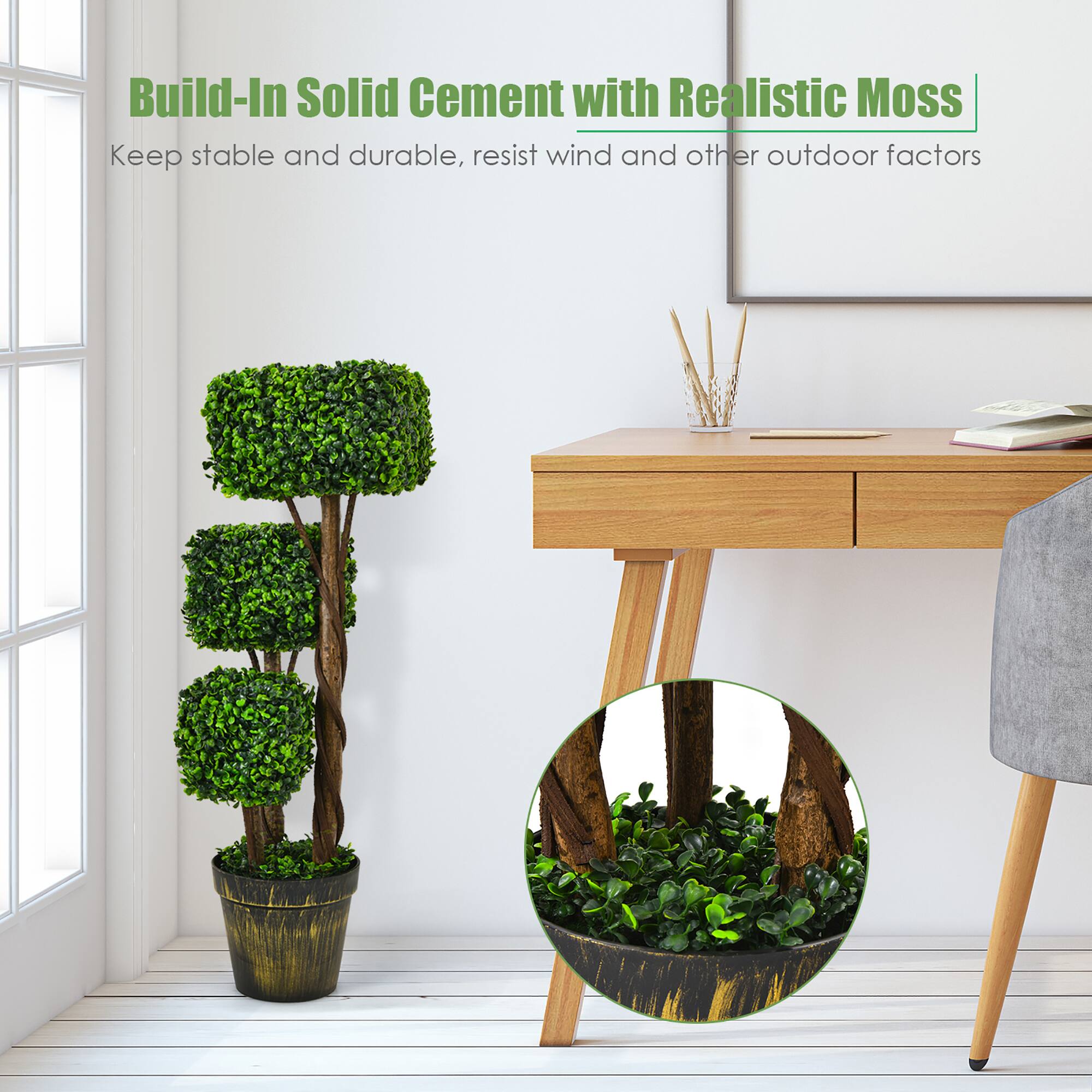 Build-In Solid Cement with Realistic Moss

Keep stable and durable, resist wind and other outdoor factors.