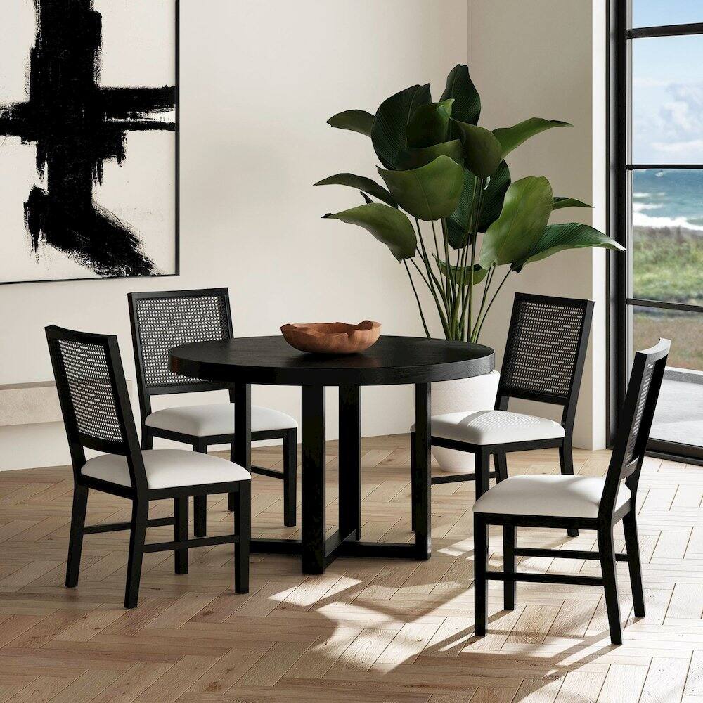 Alt View 5. Picket House Furnishings - Grenada Dining Chair with White Fabric in Black - Black.