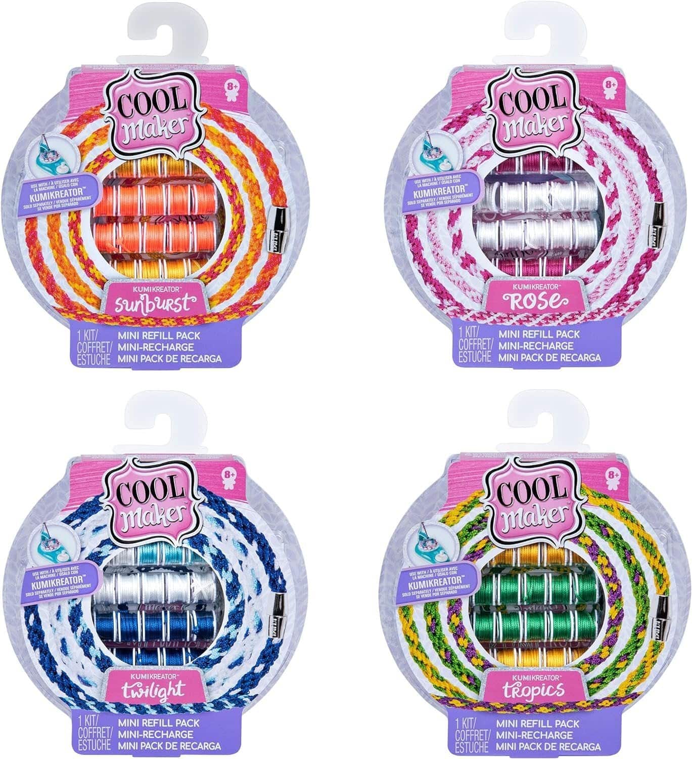 Cool Maker - KumiKreator 4-Pack Bead & Braider Kit with 128 Spools, Bracelet and Necklace Maker for Ages 8 and Up - Multicolor