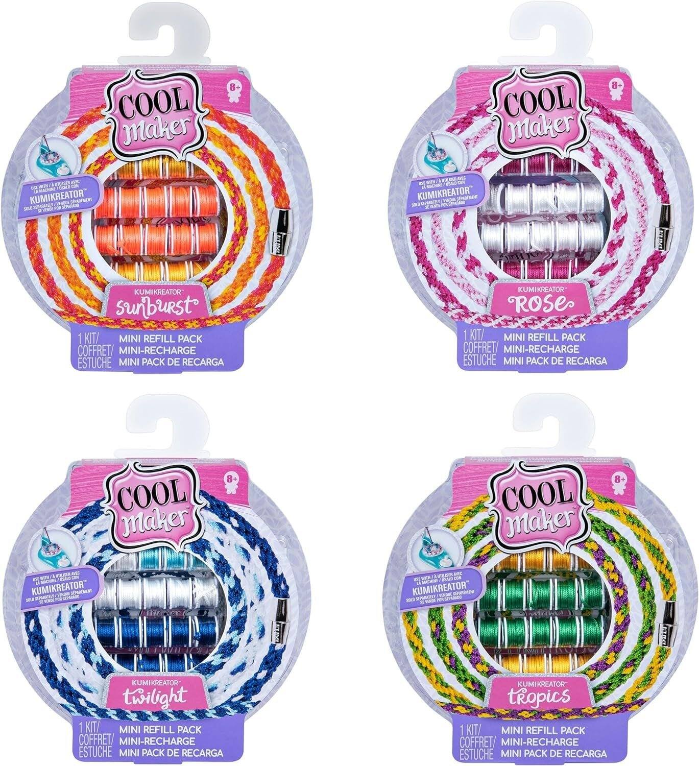 Cool Maker - KumiKreator 4-Pack Bead & Braider Kit with 128 Spools, Bracelet and Necklace Maker for Ages 8 and Up - Multicolor