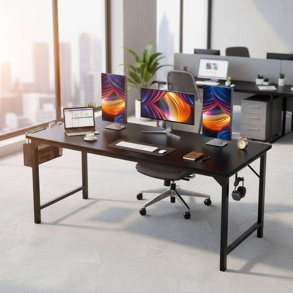 AOITUN 60 inch Modern Computer Desk, Real Wood Long Writing Desk ...