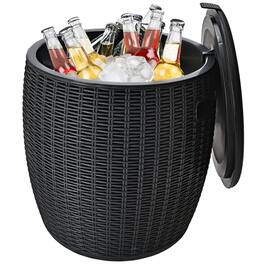 Gymax - 9.5-Gal Patio Ice Cooler Bucket Cool Bar Table Cocktail Side Table w/ Lid - Black