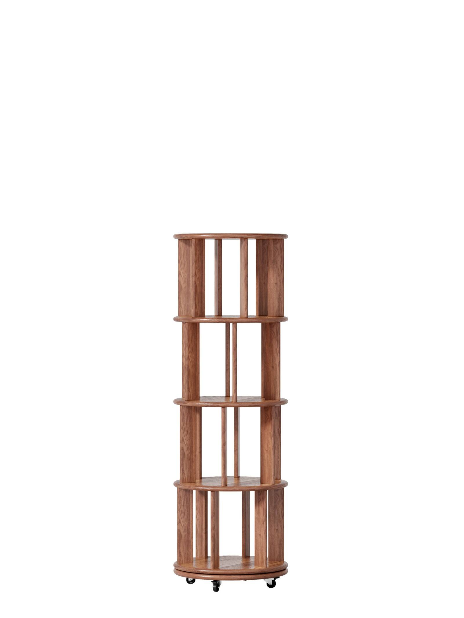 Alt View 10. Ecooso - 100%Solid Wood Rotating Bookshelf on Wheels, 4 Tier, 360° Spinning Book Shelf Tower for Kids, Narrow Rolling Bookshelves - Rustic Brown.