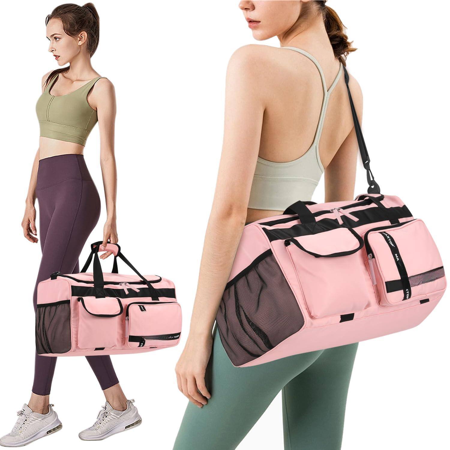 Back. Fabibe - Gym Bag For Women Men Travel Duffle Large Capacity Carry On Weekender Overnight With Shoe Compartment Tote Dry Wet Se... - Dark Blue-Gym Bag.