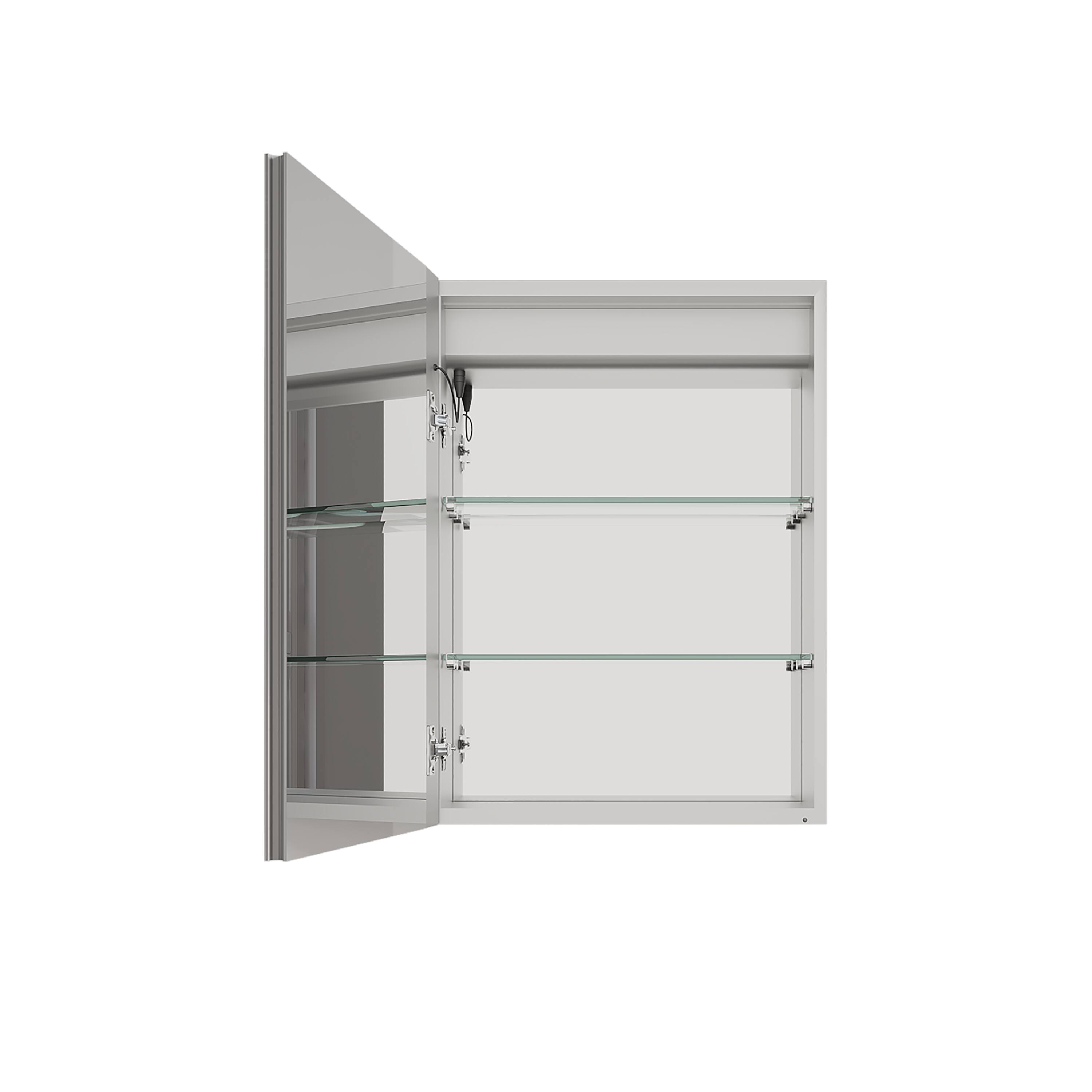 Left. Boyel Living - 26x20 Inch Bathroom Medicine Cabinet with LED Mirror Single Door Left Open Anti Fog Waterproof - Silver.