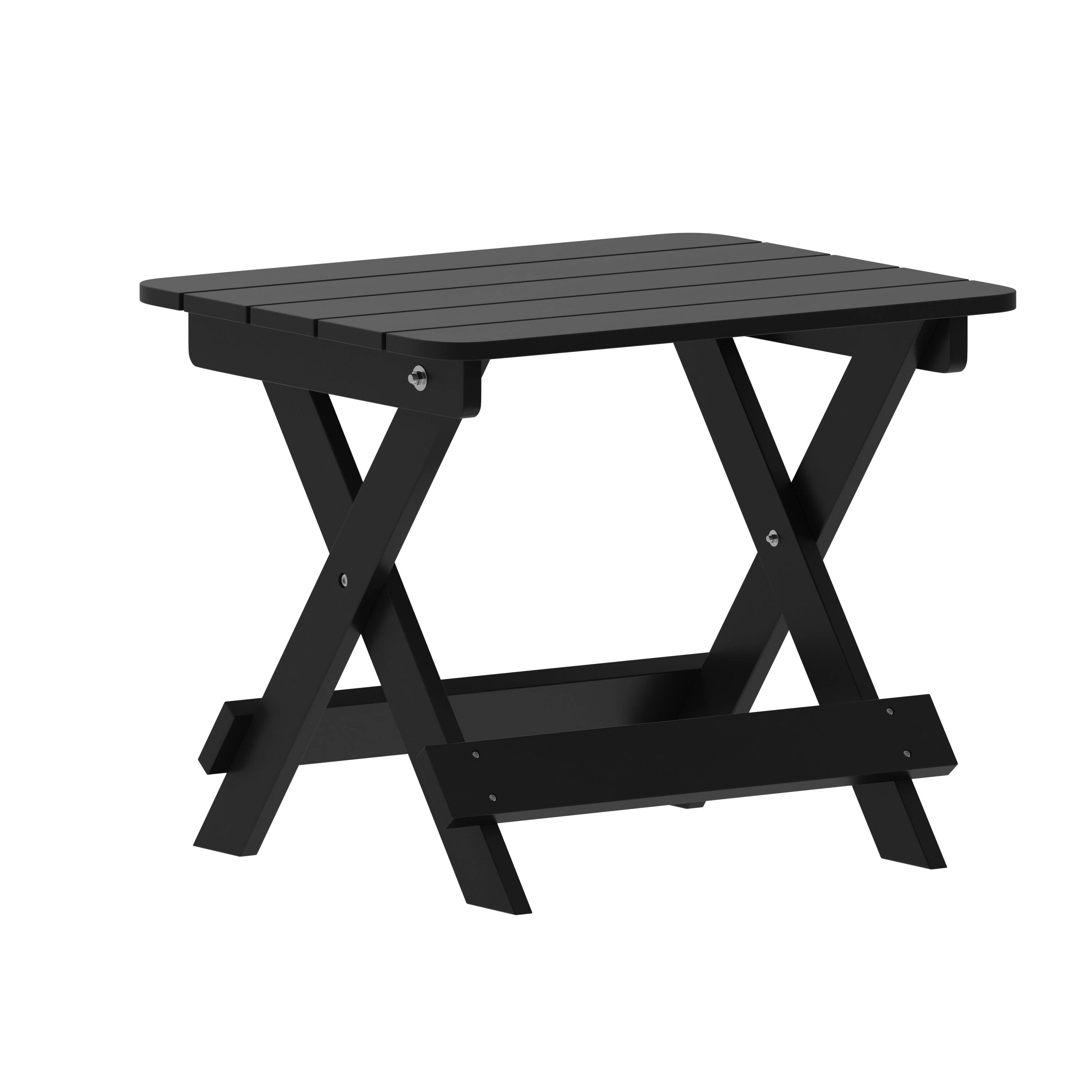 Alt View 9. Emma + Oliver - 3pc Indoor/Outdoor Set with 2 Adirondack Lounge Chairs/Folding Side Table - Black.