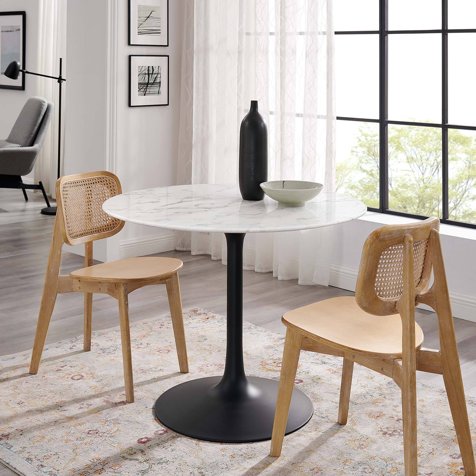 Alt View 2. Modway - Lippa 40" Round Faux Marble Dining Table by Modway - Black White.