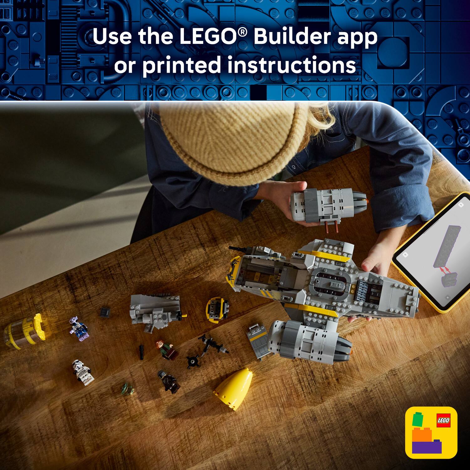 Use the LEGO® Builder app or printed instructions