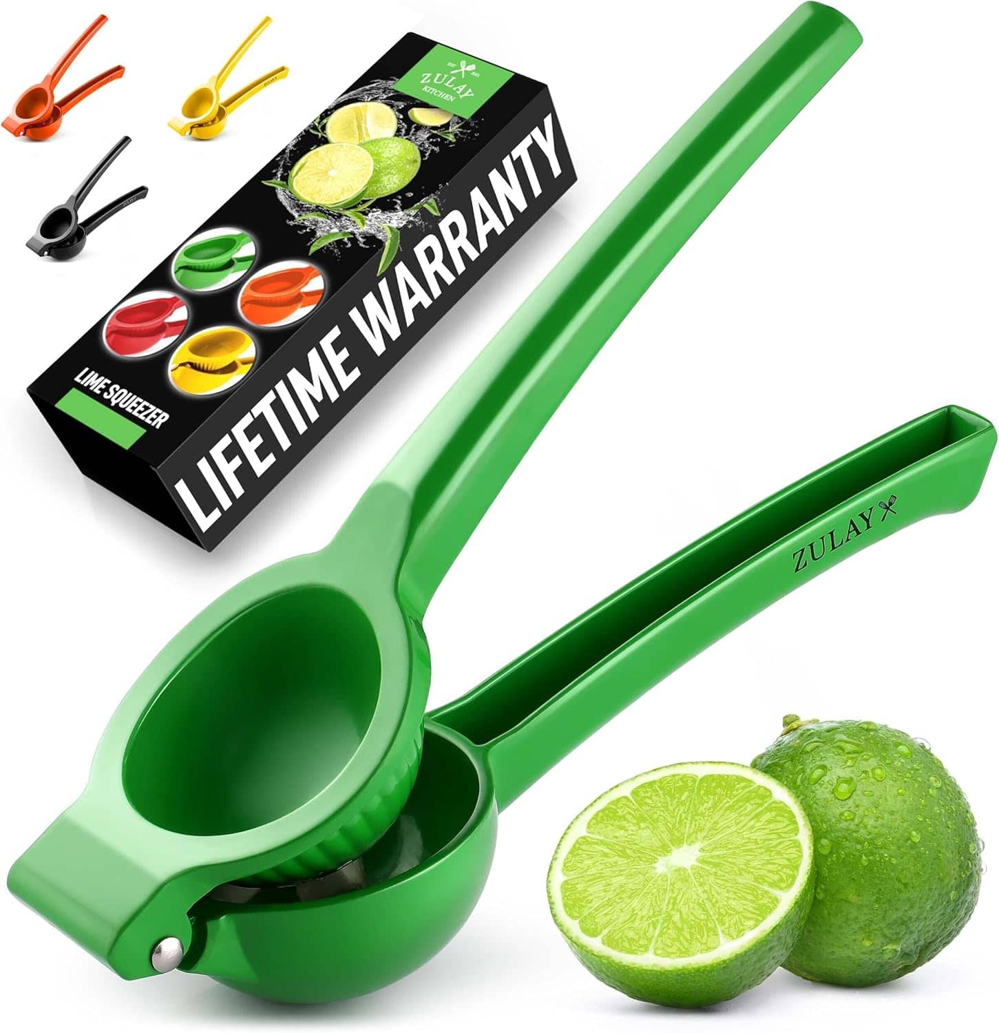 Zulay Kitchen - Metal Lime Squeezer – Heavy-Duty Citrus Juicer for Maximum Juice Extraction - Green