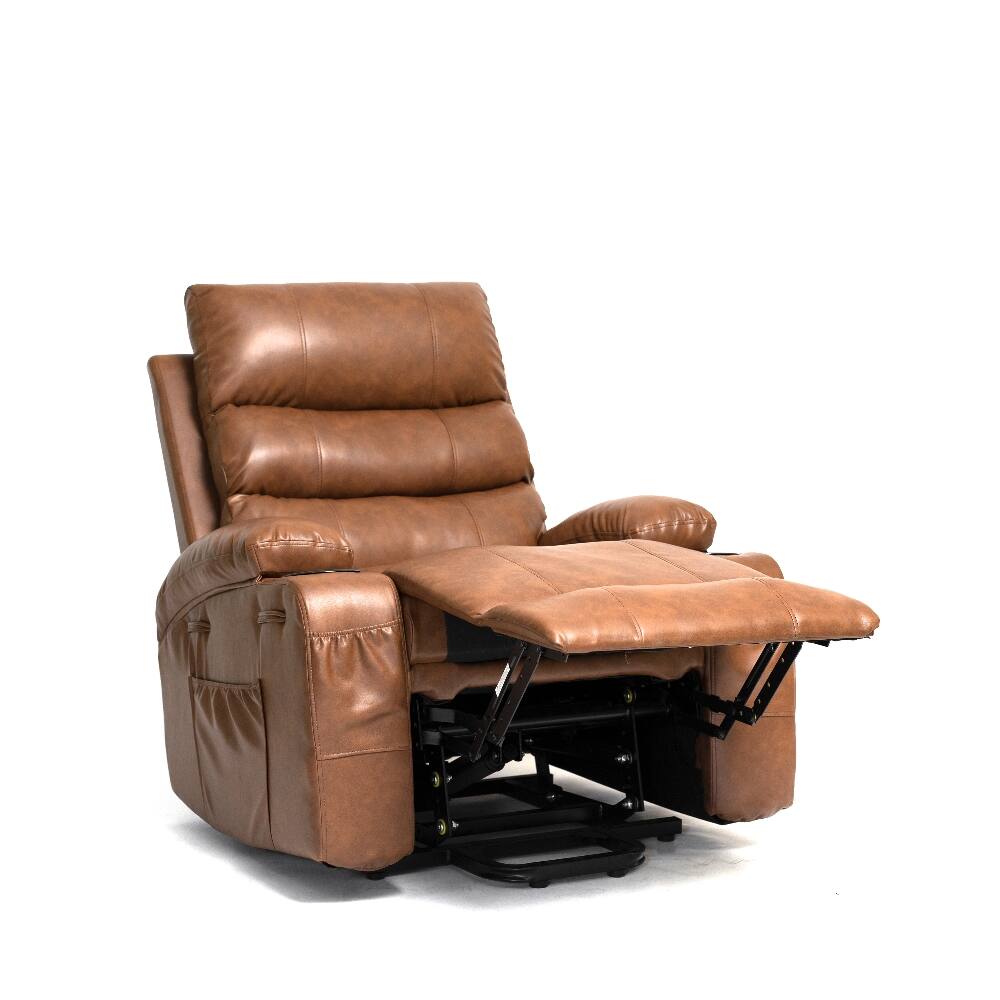 Alt View 4. Ropilly - Ropilly electric power lift recliner chair, brown pu leather massage recliner, 21 inch wide seat lift chair - Brown.