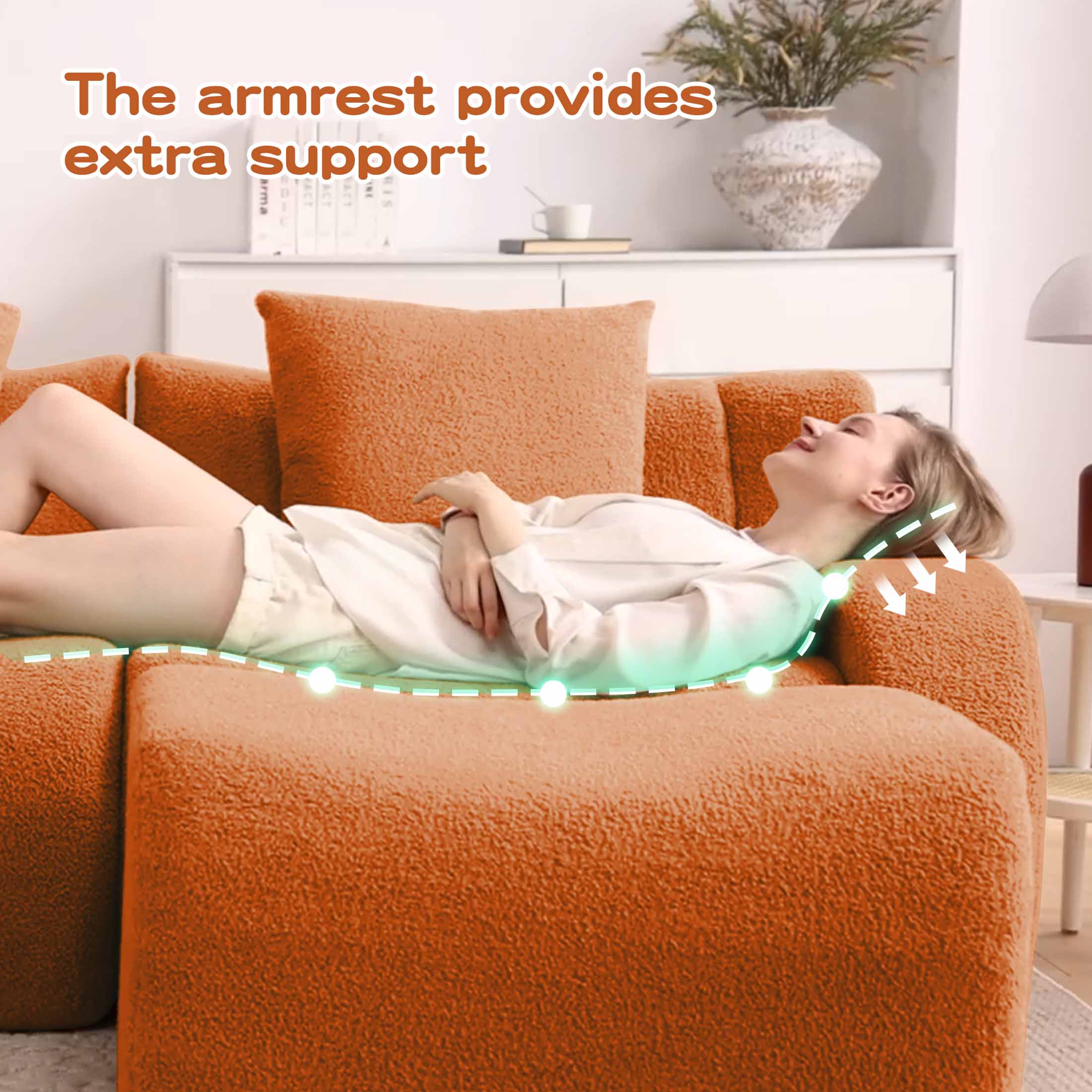 The armrest provides extra support