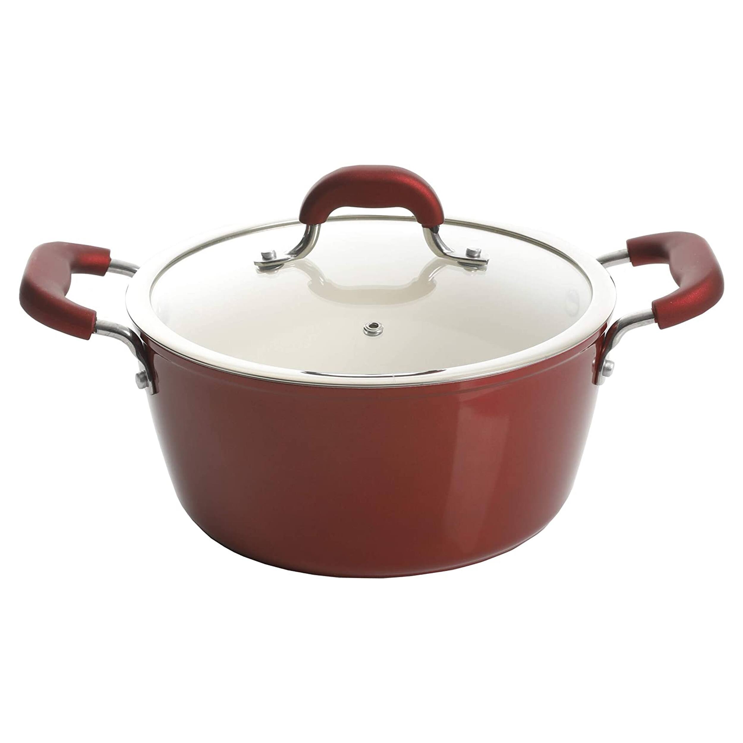 Alt View 2. Kenmore - Kenmore Arlington 12 Piece Aluminum Ceramic Coated Nonstick Cookware Set in Metallic Red - Metallic Red.