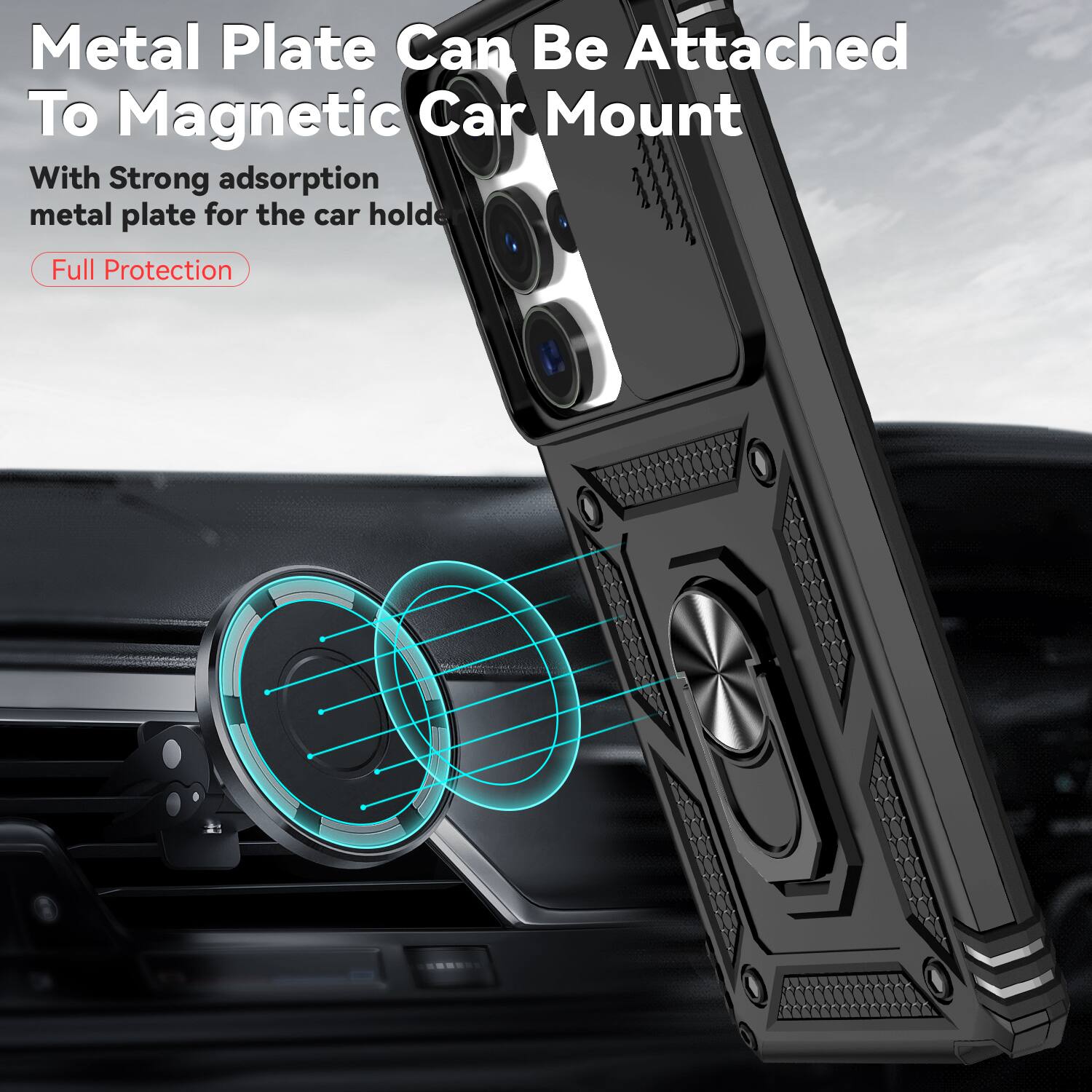 Metal Plate Can Be Attached To Magnetic Car Mount

With Strong adsorption metal plate for the car holder

Full Protection