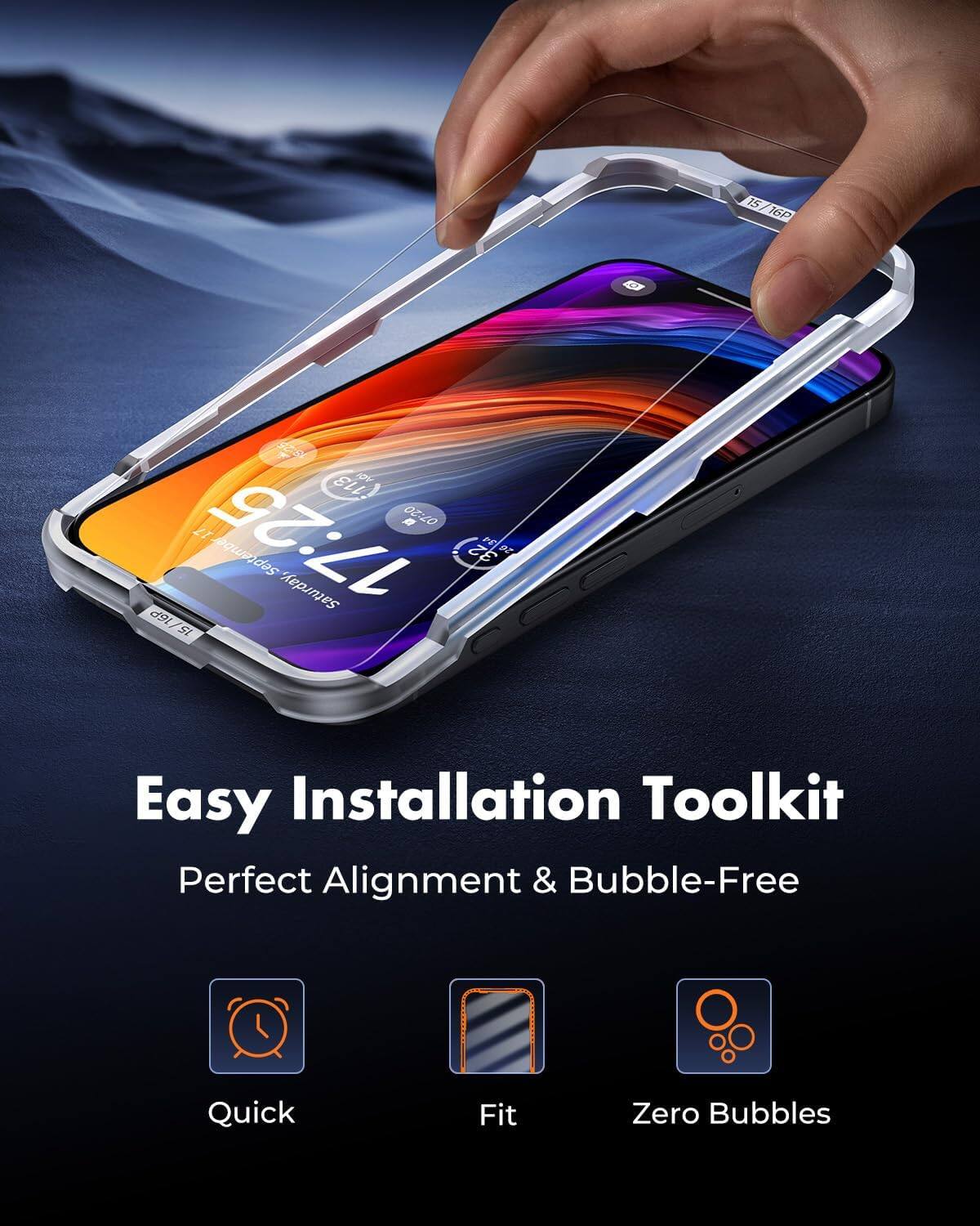 15 16P  
18:25 113 DV  07:20 17 17:25  September 32 2634 16P Saturday, IS  

Easy Installation Toolkit  
Perfect Alignment & Bubble-Free  
Quick Fit  
Zero Bubbles