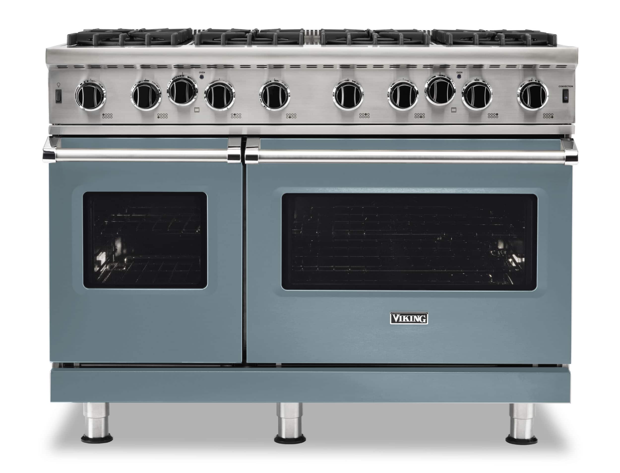 Front. Viking - 5-Series Gas Open Burner Range - November Sky.