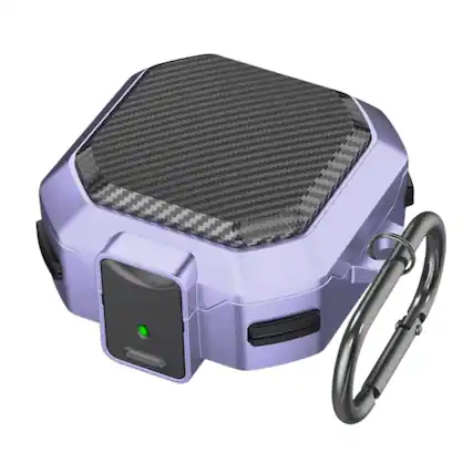 Front. Stock Preferred - Case For Samsung Galaxy Buds FE / Buds2 Pro / Buds2 / Buds Pro / Buds Live - Purple (carbon Fiber Pattern).