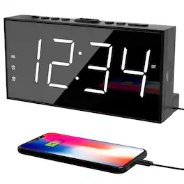Dazzed Corner - Alarm Clock for Bedroom, Plug in Digital Clock - White