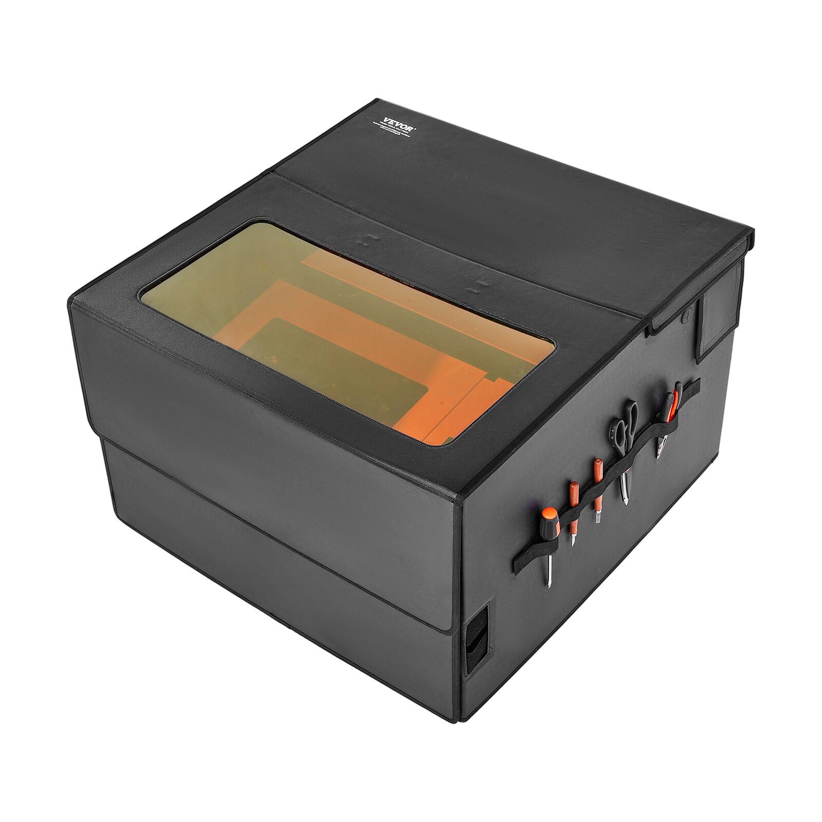 Alt View 5. VEVOR - Laser Engraver Enclosure, 31.5 x 31.5 x 19.6", Flame Retardant and Fireproof Protective Cover, with Exhaust Fan and Pipe - Black.