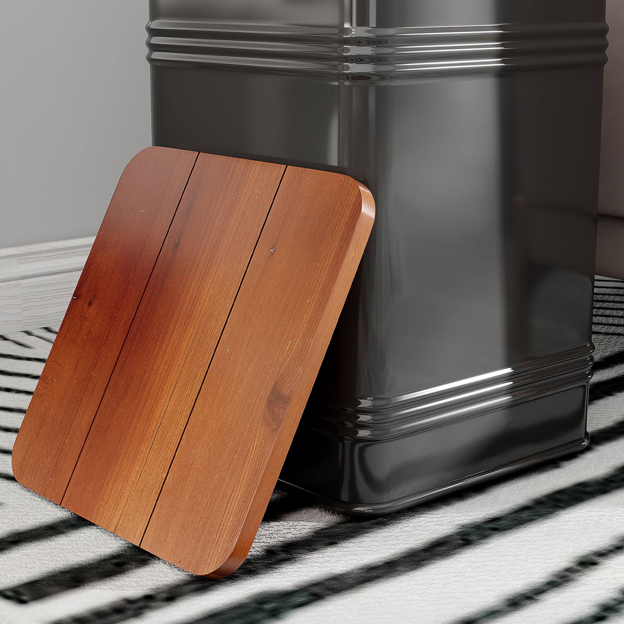 Alt View 9. Homcom - Ottoman with Storage Set of 2, Industrial Accent Side Table with Removable Wood Lid, Nesting Ottomam for Living Room - Black.