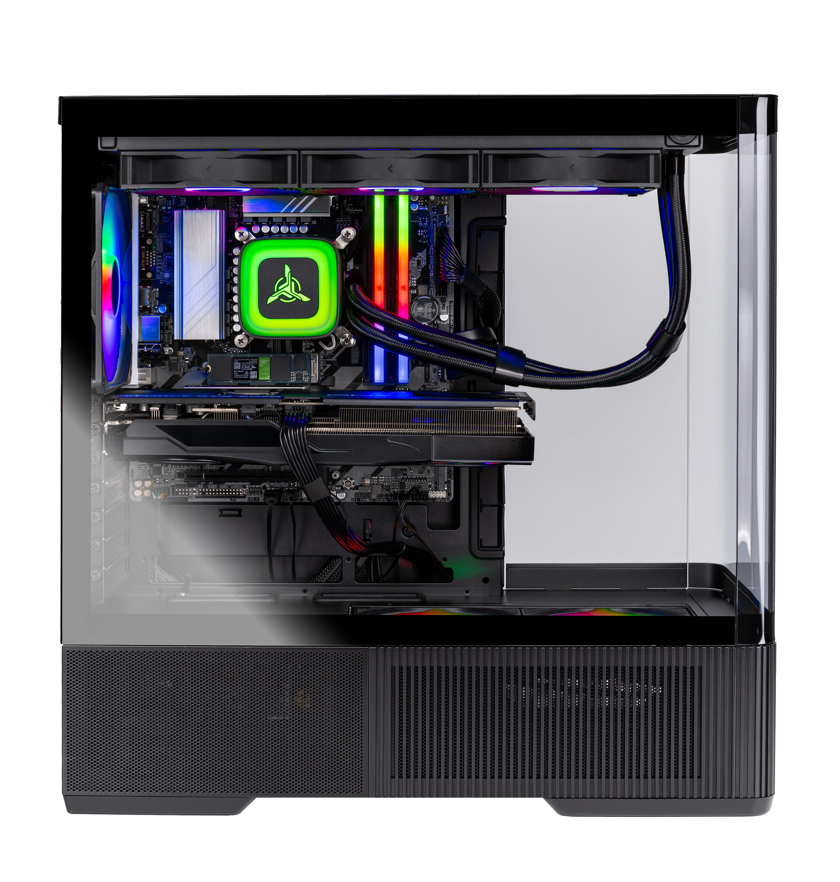 Angle. Skytech Gaming - Skytech CHRONOS4 Gaming Desktop - Intel Core i7 14700F, 5060 Ti 8G, 32GB 6000 MHz DDR5 RAM, 650W GOLD PSU - Black.