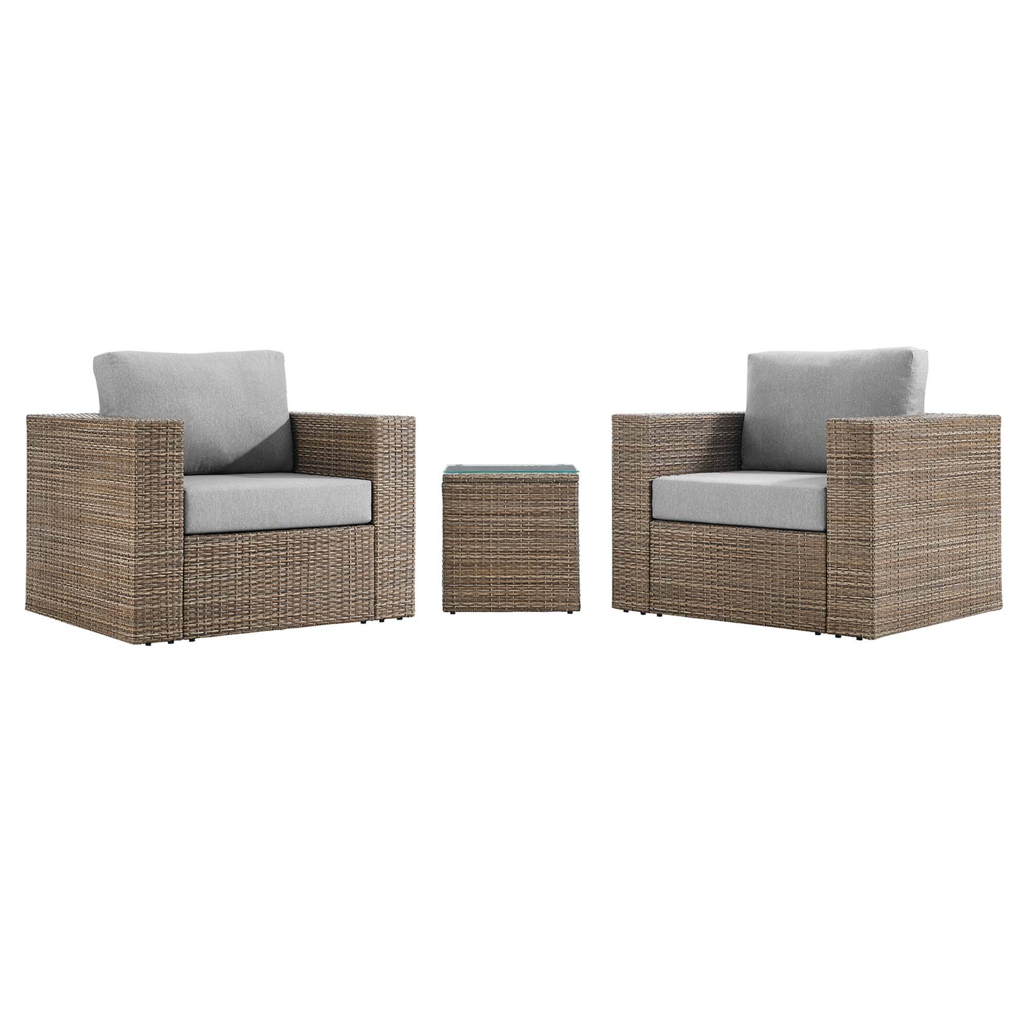 Angle. Modway - Convene 3-Piece Outdoor Patio Furniture Set - Cappuccino Gray.