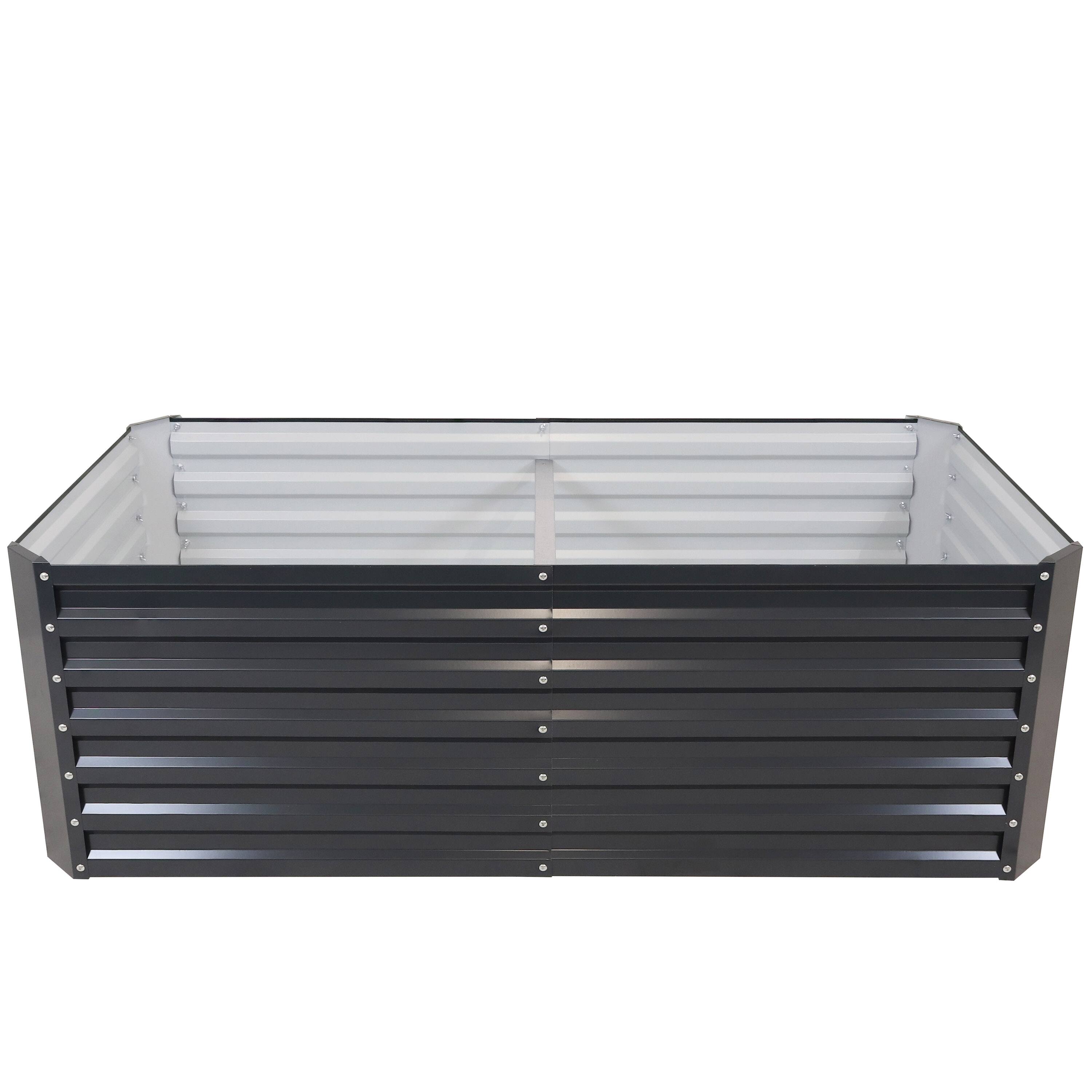 Alt View 8. Sunnydaze - Galvalume Steel Rectangle Raised Garden Bed - 71 in - Dark Gray.