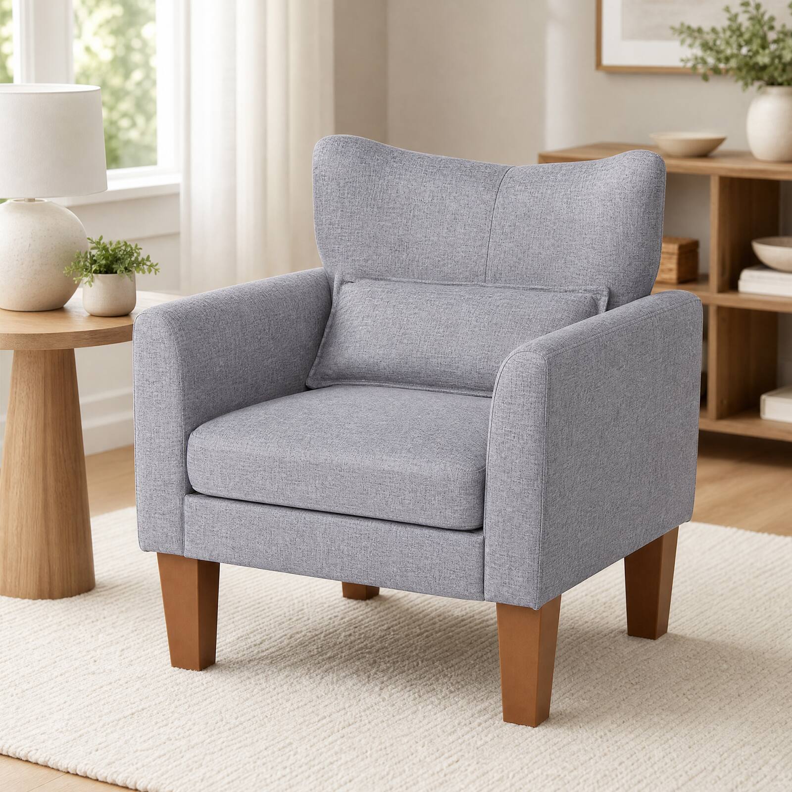 Alt View 4. Costway - Costway 2 PCS Modern Accent Chair with Removable Seat Cushion & Pillow, Strong Support Legs - Gray.