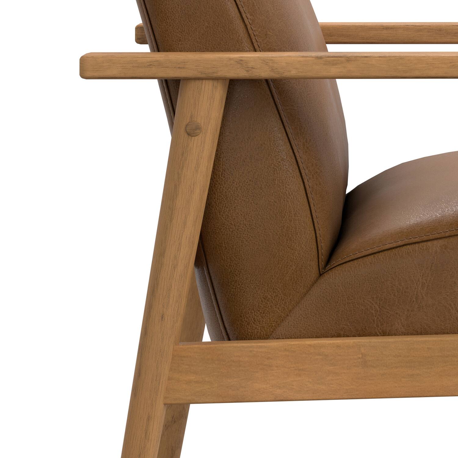 Alt View 5. Simpli Home - Paloma 22 inch Wide Contemporary Accent Chair in Caramel Brown Genuine Leather - Caramel Brown.